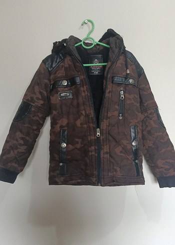 Kahverengi Kamuflaj Desenli Erkek Biker mont - Görsel 6