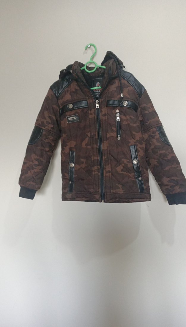 Kahverengi Kamuflaj Desenli Erkek Biker mont - Görsel 2