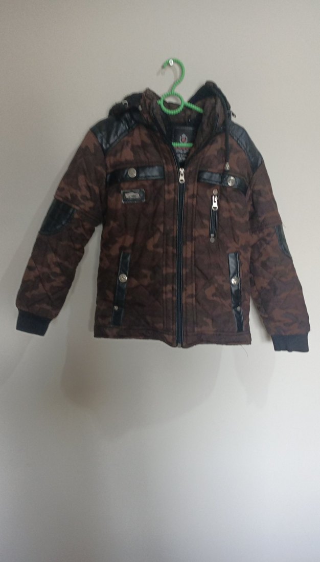 Kahverengi Kamuflaj Desenli Erkek Biker mont - Görsel 3