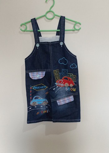 Erkek Çocuk Renkli Baskılı Kot Salopet - Görsel 4