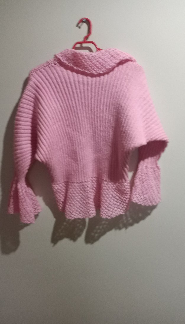 Pembe Fırfırlı bayan EL.ÖRGÜSÜ Hırka - Görsel 5