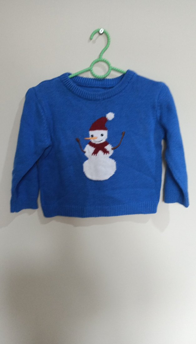 Nakışlı Erkek Çocuk Mavi Triko Kazak - Görsel 2