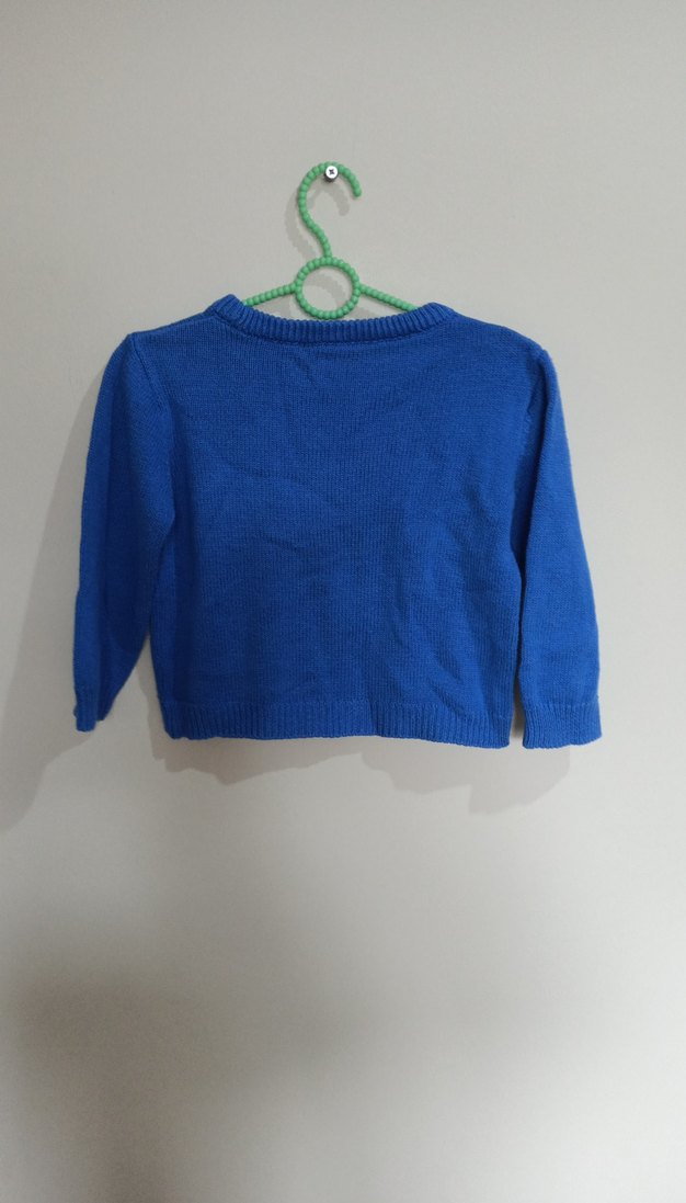 Nakışlı Erkek Çocuk Mavi Triko Kazak - Görsel 4