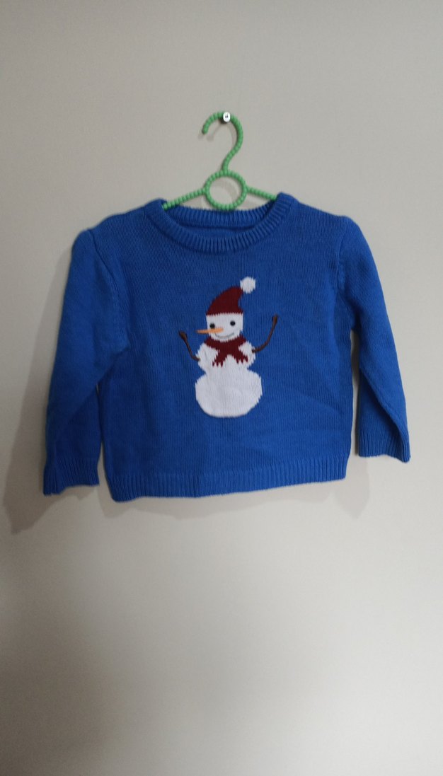 Nakışlı Erkek Çocuk Mavi Triko Kazak - Görsel 3