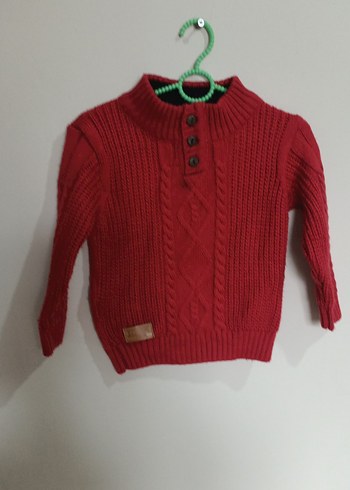 Kırmızı Örgü Erkek Çocuk Kazak - Görsel 2