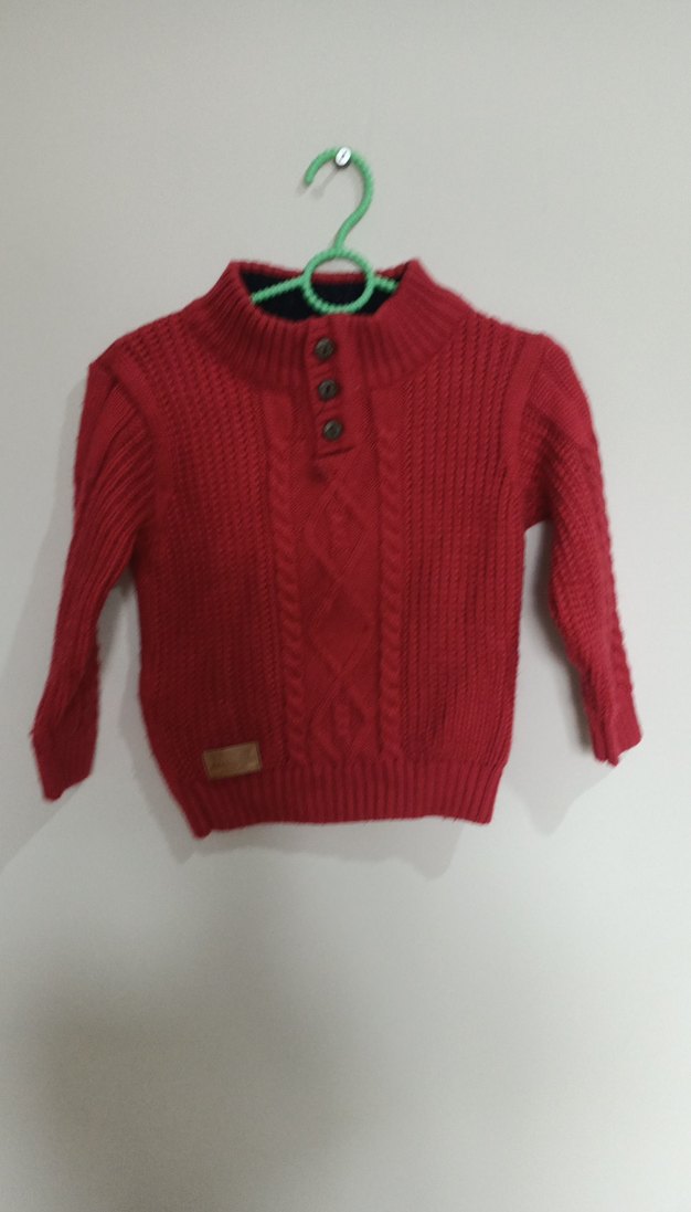 Kırmızı Örgü Erkek Çocuk Kazak - Görsel 3