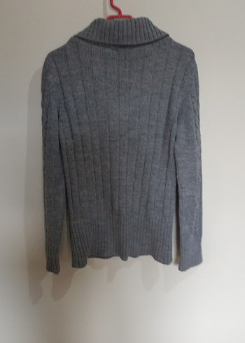 Gri Örgü Yaka Detaylı Kadın Kazak - Görsel 5