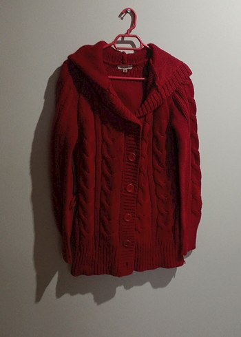 Kırmızı Örgü Kadın Hırka KALİN - Görsel 3