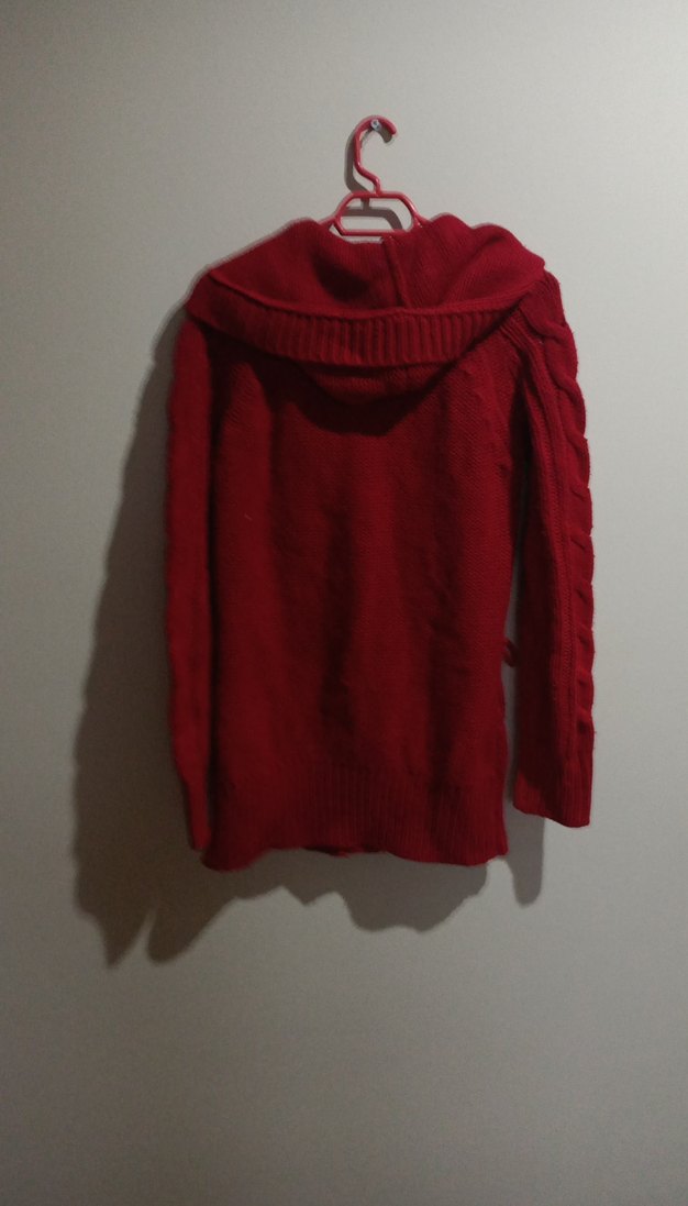 Kırmızı Örgü Kadın Hırka KALİN - Görsel 5