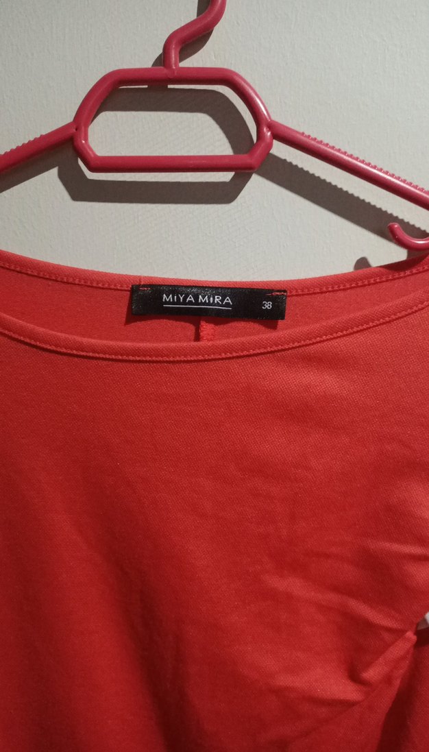 Kısa Kollu Kırmızı Midi Elbise - Görsel 5