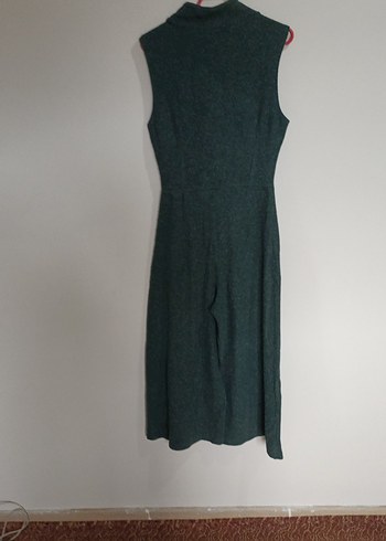 Kadın Gri Yeşil Yüksek Yakalı Fermuarlı Tulum - Görsel 5