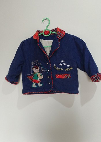 Düğmeli Nakışlı kiz Çocuk Mavi Ceket KALİN - Görsel 2