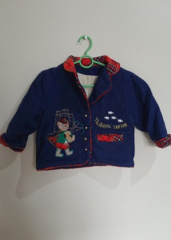 Düğmeli Nakışlı kiz Çocuk Mavi Ceket KALİN - Görsel 3