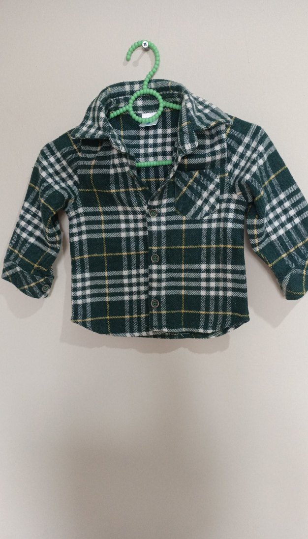 Erkek Çocuk Koyu Yeşil Kareli Gömlek KİSLİK GÖMLEK - Görsel 2