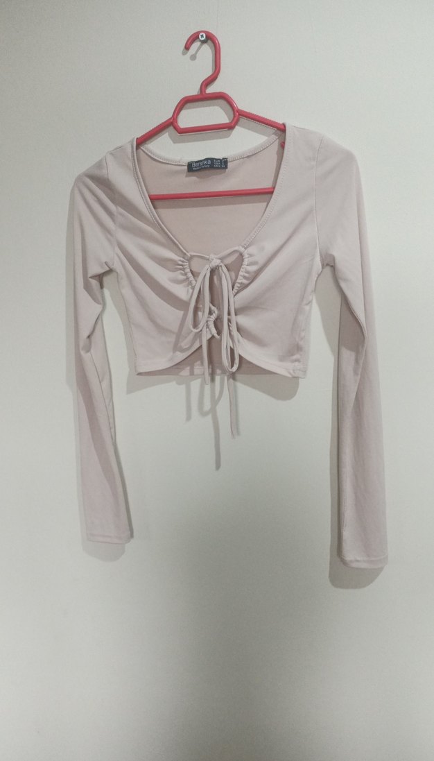 Uzun Kollu Beyaz Mini Bluz - Görsel 2