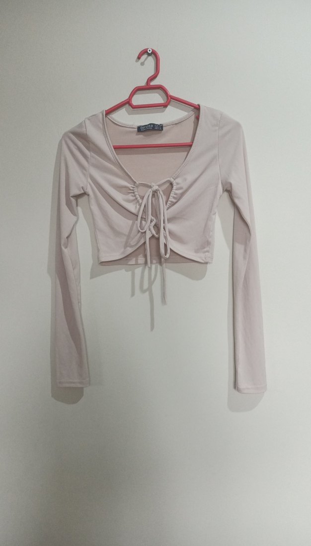 Uzun Kollu Beyaz Mini Bluz - Görsel 4