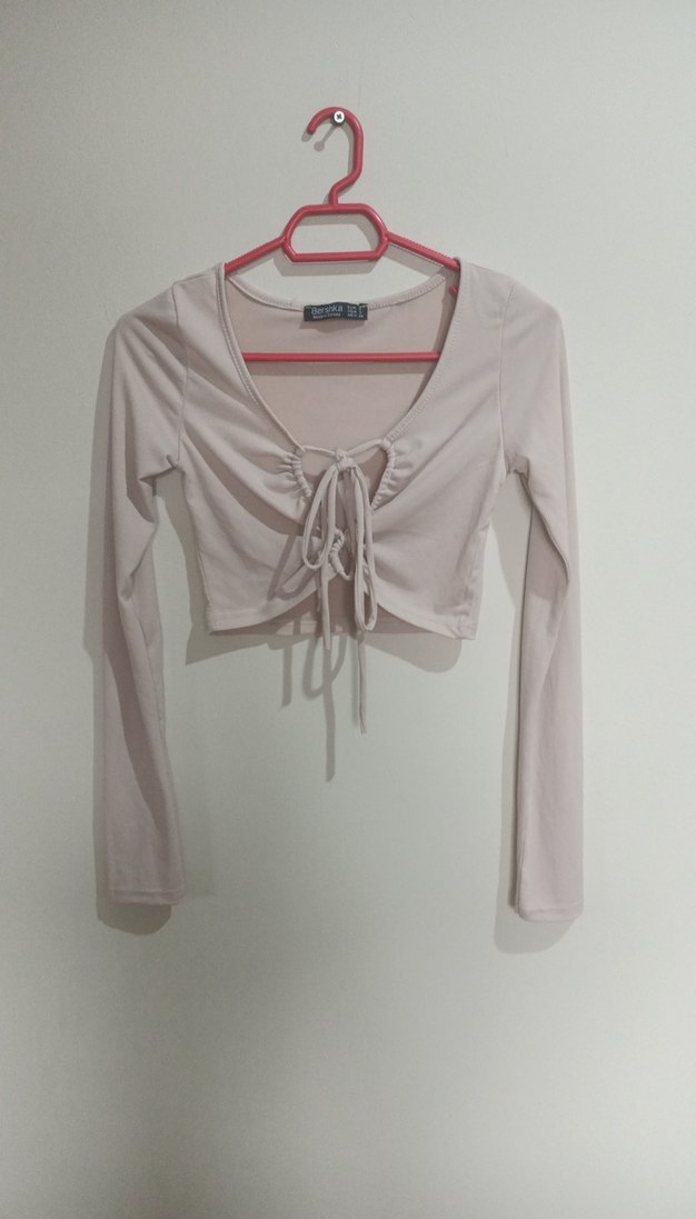 Uzun Kollu Beyaz Mini Bluz - Görsel 3