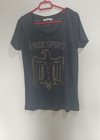 Siyah Rock Punk Payetli Tişört - Görsel 3