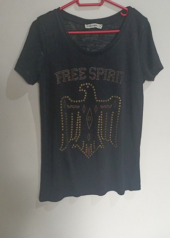 Siyah Rock Punk Payetli Tişört - Görsel 2