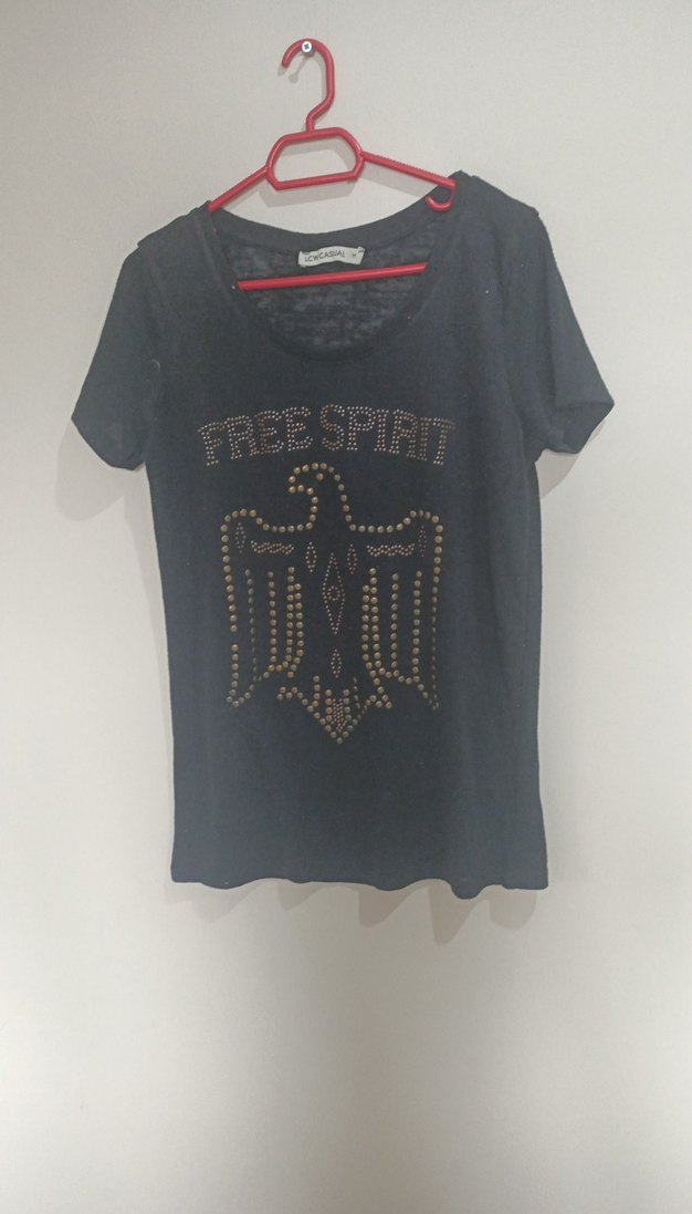 Siyah Rock Punk Payetli Tişört - Görsel 3