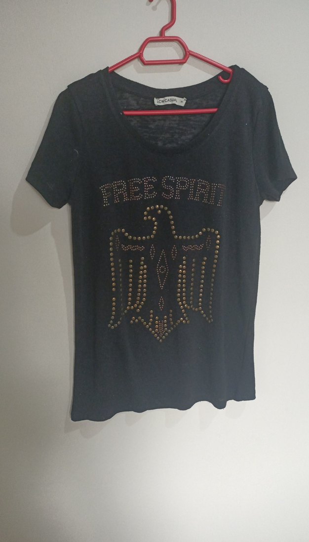 Siyah Rock Punk Payetli Tişört - Görsel 2