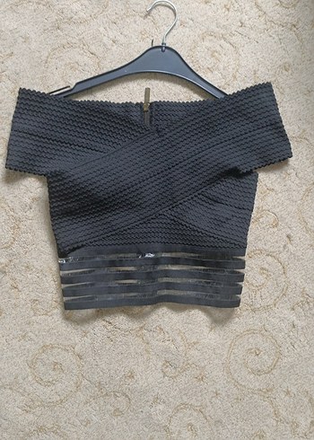 Siyah Triko Mini Bluz - Görsel 3