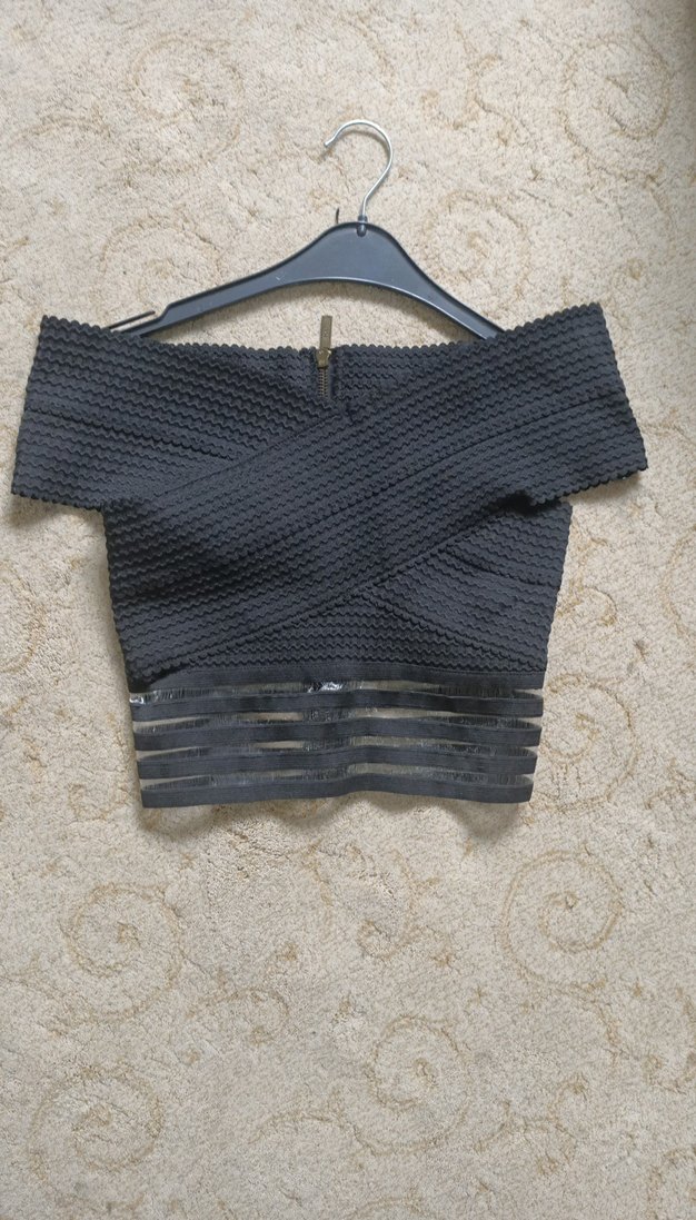 Siyah Triko Mini Bluz - Görsel 3