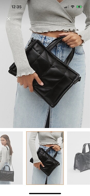 Beden siyah Renk Stradivarius kapitone tote çanta