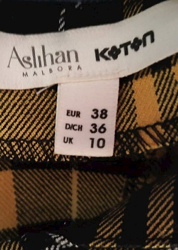 38 Beden sarı Renk Sarı Ekoseli Korse Görünümlü Mini Elbise