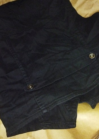 diğer Beden Düğmeli Siyah Denim Kadın Yelek