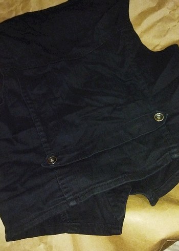 diğer Beden siyah Renk Düğmeli Siyah Denim Kadın Yelek