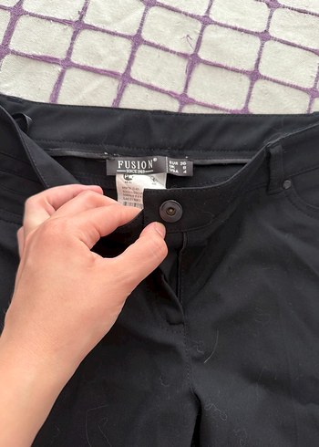 Düğmeli Siyah Kadın Kumaş Pantolon
