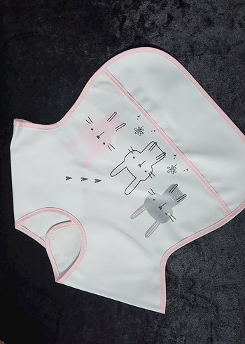 Beyaz Pastel Baskılı Bebek mama Önlüğü Büyük boy - Görsel 2