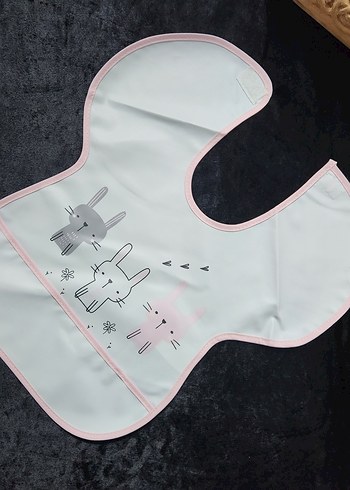 Beyaz Pastel Baskılı Bebek mama Önlüğü Büyük boy - Görsel 3