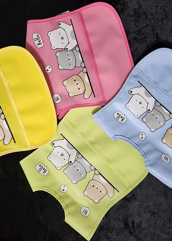 Renkli Baskılı Sarı Bebek mama Önlüğü Küçük Boy - Görsel 2