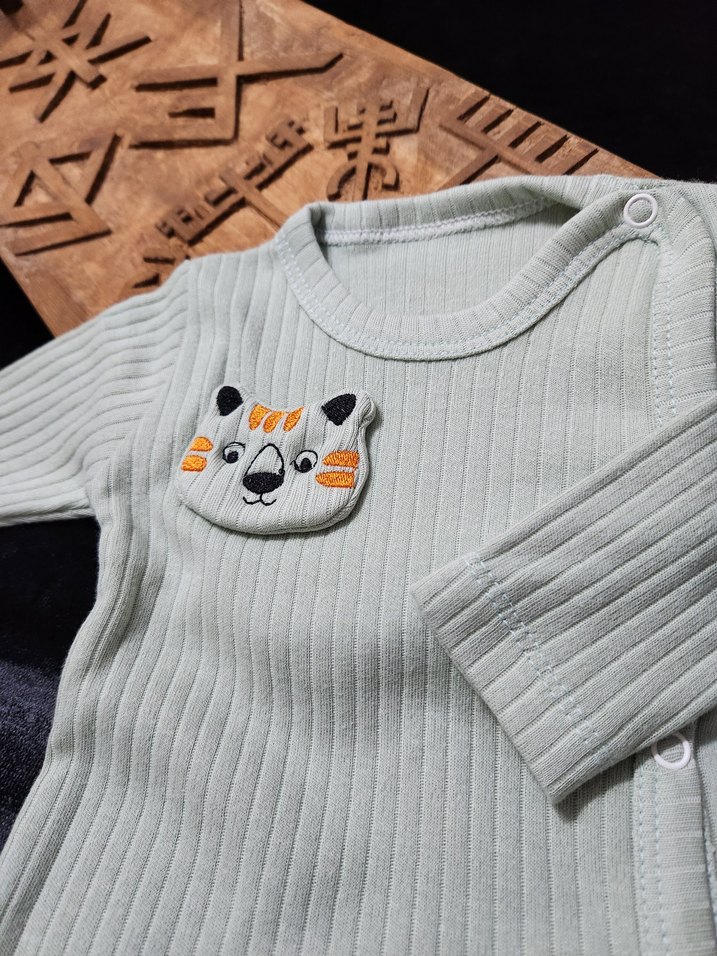 yeşil yenidoğqn Bebek 5li hastane çıkış seti Nakışlı - Görsel 3