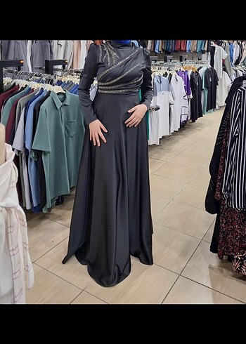 Siyah Uzun Kollu Gotik Abiye Elbise
