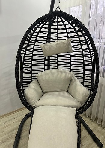 Koyu Renkli Salıncaklı Beyaz Minderli Sepet - Görsel 2