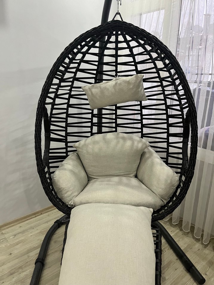 Koyu Renkli Salıncaklı Beyaz Minderli Sepet - Görsel 2