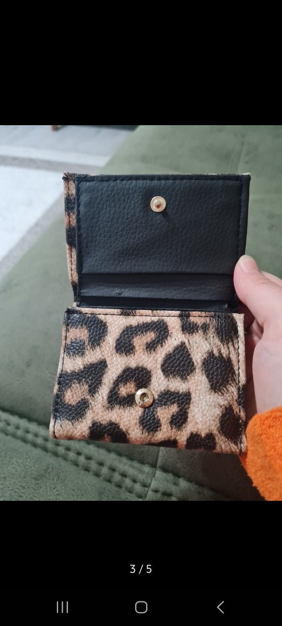 Kürk Detaylı Leopar Desenli Deri Kadın Cüzdanı - Görsel 3