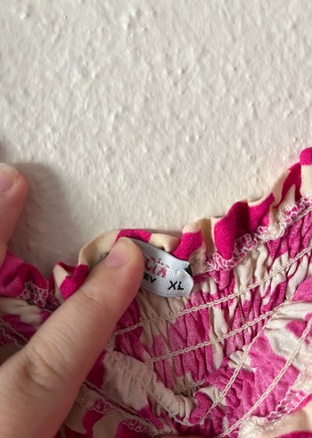 xl Beden pembe Renk Pembe Pilili Uzun Bohem Elbise