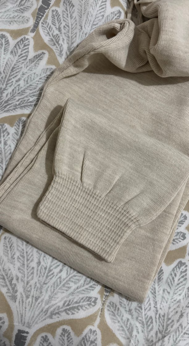 Bej Örgü Kadın Rahat Pantolon - Görsel 2