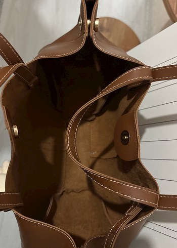 Kahverengi Deri Kadın Çanta - Görsel 5