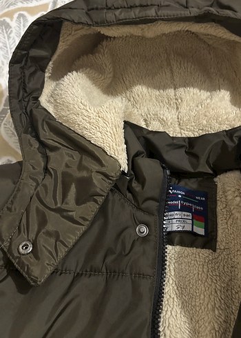 Haki Erkek Çocuk Kürklü Kapüşonlu Mont - Görsel 3