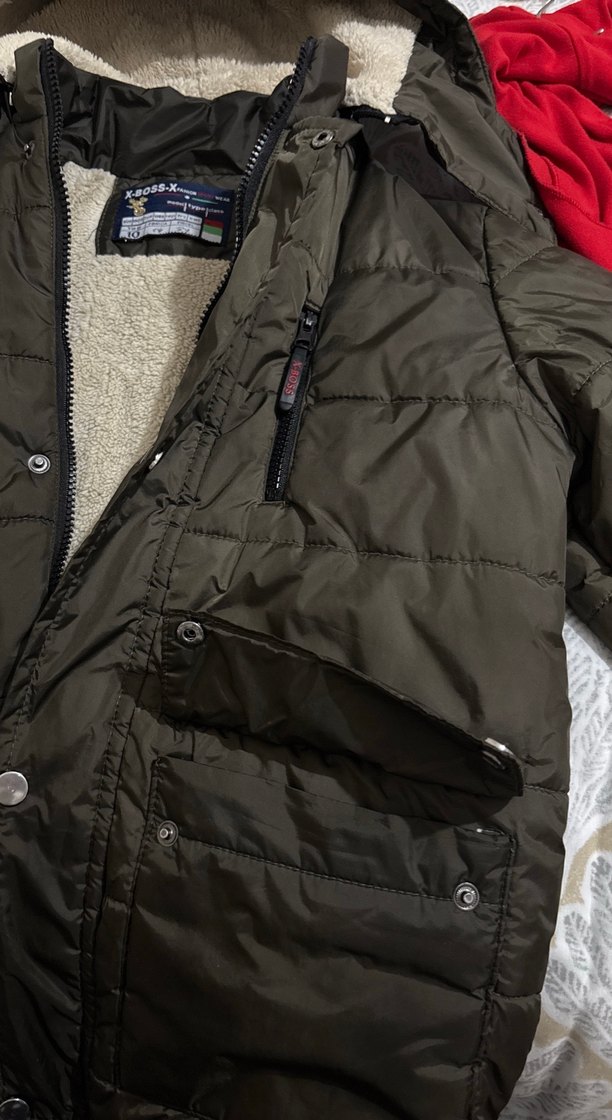 Haki Erkek Çocuk Kürklü Kapüşonlu Mont - Görsel 5