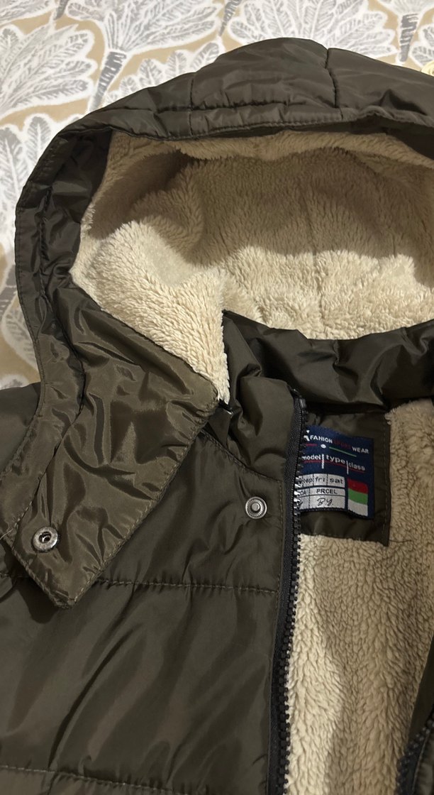 Haki Erkek Çocuk Kürklü Kapüşonlu Mont - Görsel 3