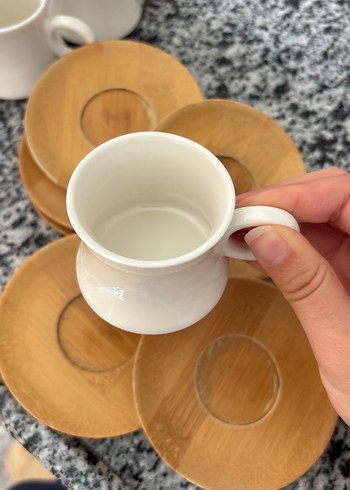 Beyaz Seramik Kulplu Kupa Seti - Görsel 4