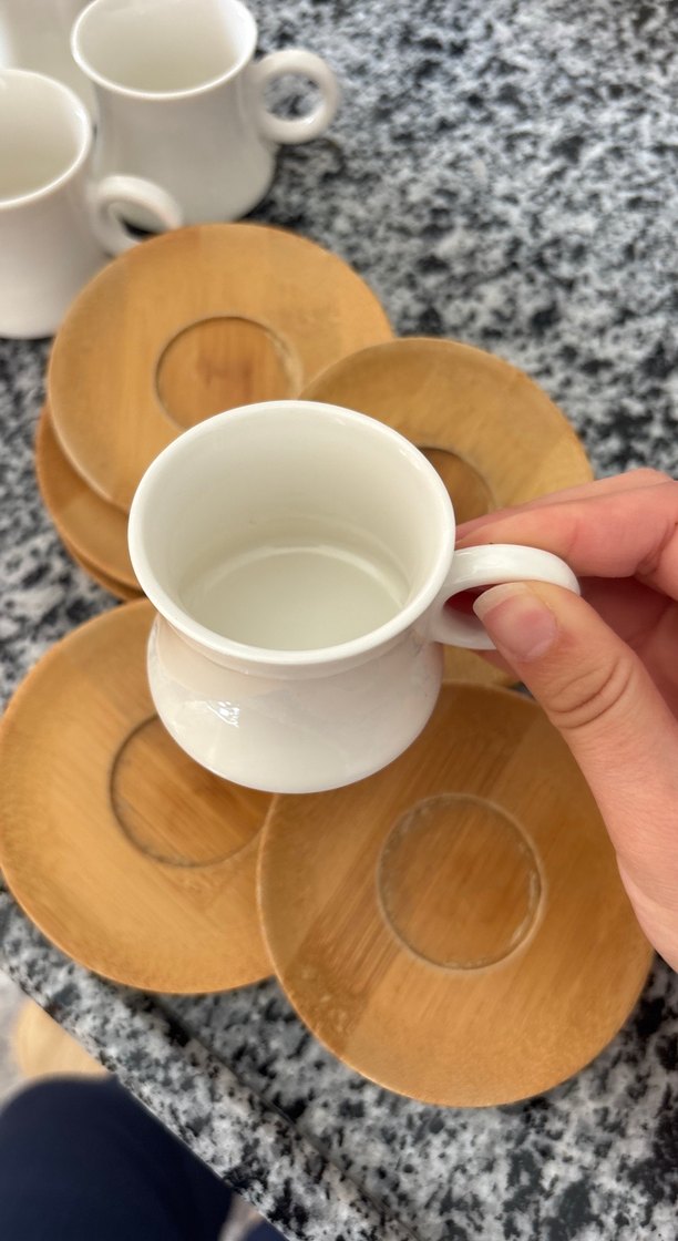 Beyaz Seramik Kulplu Kupa Seti - Görsel 4