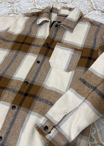 Düğmeli Kahverengi Gri Ekose Uzun Kollu Gömlek - Görsel 4