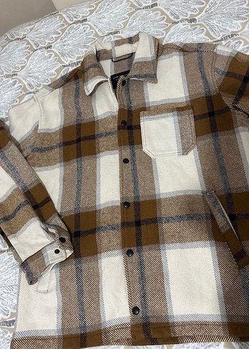 Düğmeli Kahverengi Gri Ekose Uzun Kollu Gömlek - Görsel 2